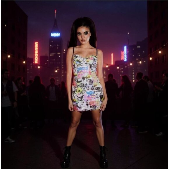 Pretty Riot Vinyl Mini Dress by DC – Graffiti Siren Edition S - Picture 7 of 7